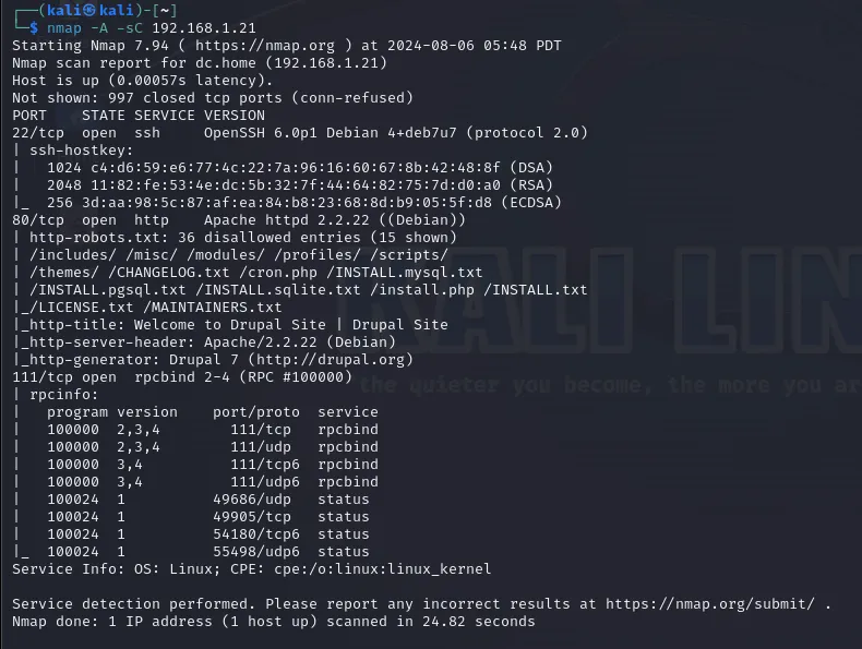 nmap first scan result